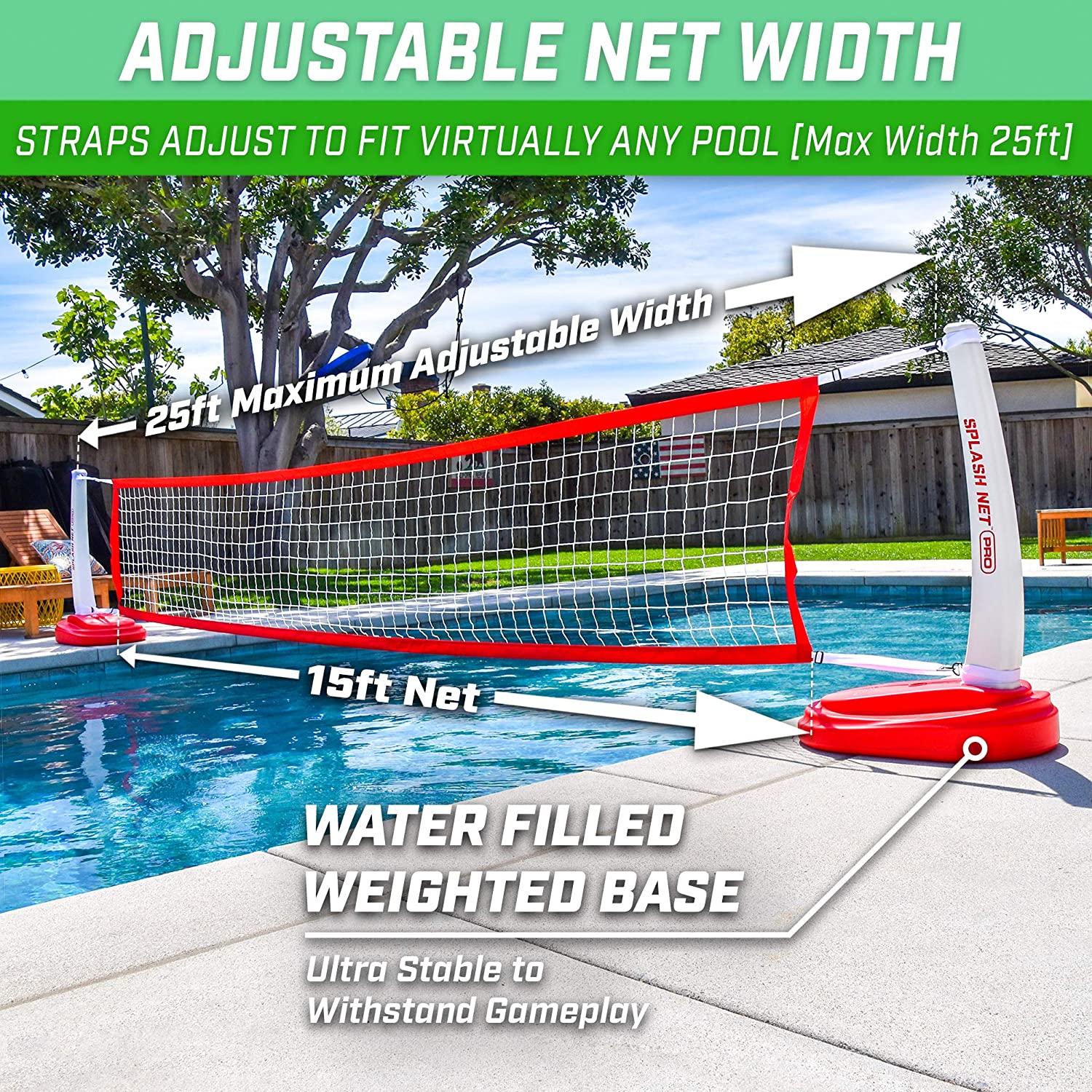 GoSports Splash Net PRO Pool Volleyball Net Includes 2 Water ...
