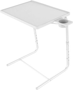 HUANUO HNTT-W Bed & Sofa, Laptop Table as TV Food, Work Tray with 6 Heights & 3 Tilt Angles Adjustable, White