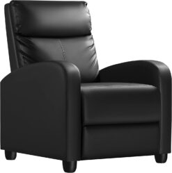 Homall Recliner Chair Padded Seat Pu Leather for Living Room Single Sofa Recliner Modern Recliner Seat Club Chair Home Theater Seating (Black)