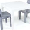 Humble Crew Kids Dry Erase Plastic Table and 2 Set, White Table & Grey Chairs