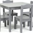Humble Crew Kids Wood Table and 4 Chair Set, Grey