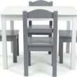 Humble Crew, White/Grey Kids Wood Table and 4 Chairs Set