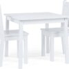 Humble Crew, White Kids Wood Square Table and 2 Chairs Set