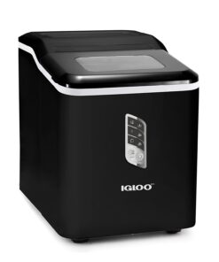 Igloo Automatic Ice Maker, Self- Cleaning, Countertop Size, 26 Pounds in 24 Hours, 9 Large or Small Ice Cubes in 7 Minutes, LED Control Panel, Scoop Included, Perfect for Water Bottles, Mixed Drinks, Black