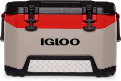 Igloo BMX 52 Quart Cooler with Cool Riser Technology, Sandstone/Red