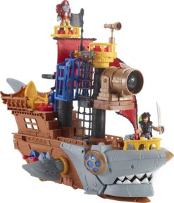 Fisher-Price Imaginext Preschool Toy Shark Bite Pirate Ship Playset With Figure & Accessories For Pretend Play Ages 3+ Years