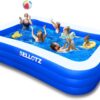 Inflatable Pool, SELLOTZ Inflatable Pool for Kids and Adults, 120" X 72" X 22" Oversized Thickened Family Swimming Pool for Kids, Toddlers, Adults, Outdoor, Garden, Backyard, Summer Water Party