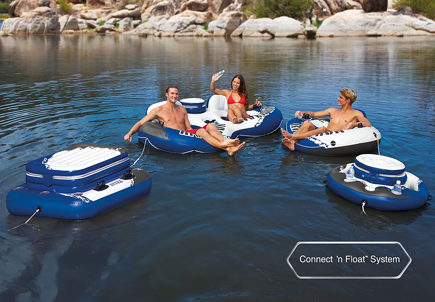 Intex River Run Ii 2-person Water Tube Float W/ Cooler And Connectors