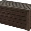 KETER Westwood 150 Gallon Resin Large Deck Box – Organization and Storage for Patio Furniture, Outdoor Cushions, Garden Tools and Pool Toys, Brown