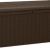 Keter Borneo 110 Gallon Resin Deck Box - Organization and Storage for Patio Furniture, Outdoor Cushions, Throw Pillows, Garden Tools and Pool Toys, Brown