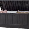 Keter Kentwood 90 Gallon Resin Deck Box-Organization and Storage for Patio Furniture Outdoor Cushions, Throw Pillows, Garden Tools and Pool Toys, Graphite
