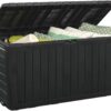 Keter Marvel Plus 71 Gallon Resin Deck Box-Organization and Storage for Patio Furniture Outdoor Cushions, Throw Pillows, Garden Tools and Pool Toys, Graphite