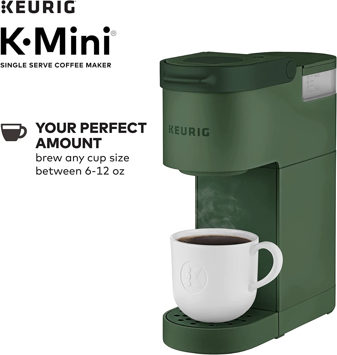Keurig K-Mini Coffee Maker, Single Serve K-Cup Pod Coffee Brewer, 6 to 12  oz. Brew Sizes, Evergreen