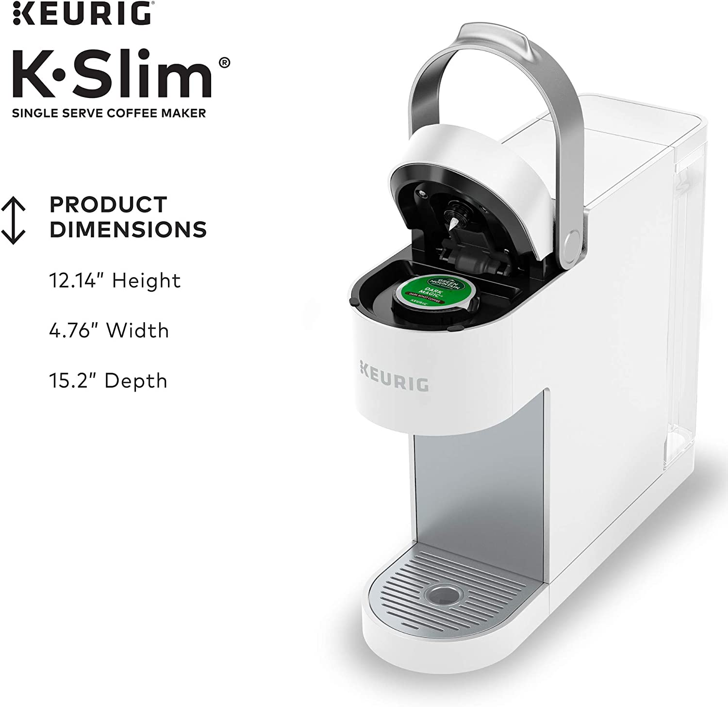 Keurig K-Slim Single Serve K-Cup Pod Coffee Maker, Multistream Technology,  White