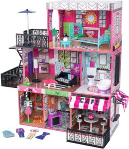 KidKraft Brooklyn's Loft Wooden Dollhouse with 25-Piece Accessory Set, Lights and Sounds, Gift for Ages 3+