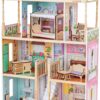 KidKraft Charlotte Classic Wooden Dollhouse with EZ Kraft Assembly™, 14-Piece Accessory Set, for 12-Inch Dolls, Gift for Ages 3+