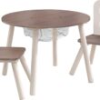 KidKraft Round Storage Table & 2 Chair Set - Gray Ash, Gift for Ages 3-8