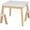 KidKraft Wooden Modern Table & 2 Chair Set, Children's Furniture, White & Natural, Gift for Ages 3-8, 23.6 x 23.6 x 19