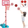 Tsomtto Kids Basketball Hoop Adjustable Height 2.9 ft-6.2 ft Toddler Toys Basketball Hoops Indoor Outdoor Play Mini Portable Basketball Goals Outside Toys Backyard Games for Boys Girls Age 3 4 5 6 7 8 Gifts