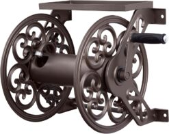 Liberty Garden Products 708 Steel Decorative Wall Mount Garden Hose Reel, Holds 125-Feet of 5/8-Inch Hose - Bronze