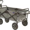MacSports Collapsible Outdoor Utility Wagon with Folding Table and Drink Holders, Gray