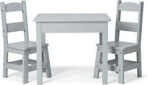 Melissa & Doug Table & Chairs-Gray Furniture - Wooden Activity Play Table And Chairs Set For Kids