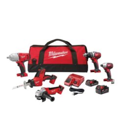Milwaukee 2695-25CXH M18 18V Lithium-Ion Cordless Combo Tool Kit (5-Tool) with Two Batteries, Charger, Tool Bag
