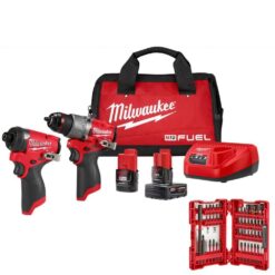 Milwaukee 3497-22-48-32-4023 M12 FUEL 12-Volt Lithium-Ion Brushless Cordless Hammer Drill & Impact Driver Combo Kit (2-Tool) with Bit Set (45-Piece)