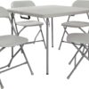 Office Star Resin 5-Piece Folding Square Table and Chair Set, Light Grey