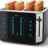Oster 4-Slice Toaster, Touch Screen with 6 Shade Settings and Digital Timer, Black/Stainless Steel