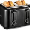 Proctor Silex 4 Slice Toaster with Extra Wide Slots for Bagels, Cool-Touch Walls, Shade Selector, Toast Boost, Auto Shut-off and Cancel Button, Black (24215PS)