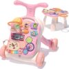 QDRAGON Walker for Baby Girl, 3 in 1 Baby Walker and Activity Center, Push Toys for Babies Learning to Walk, Sit to Stand Walker for Toddler, Early Learning Toy for Infant 6-12 Months Pink