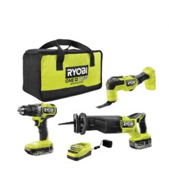 RYOBI PBLCK303K ONE+ HP 18V Brushless Cordless Combo Kit (3-Tool) with (2) HIGH PERFORMANCE Batteries, Charger, and Bag