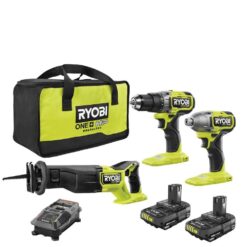 RYOBI PBLCK33K2N ONE+ HP 18V Brushless Cordless 3-Tool Combo Kit with (2) 1.5 Ah Batteries, Charger, and Bag