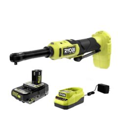 RYOBI PBLRC01K1 ONE+ 18V Brushless Cordless 1/4 in. Extended Reach Ratchet with (1) 2.0 Ah Battery and Charger