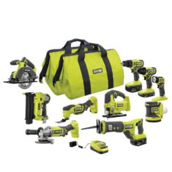 RYOBI PCL2001K3N ONE+ 18V 10-Tool Combo Kit with (1) 1.5 Ah Battery and (2) 4.0 Ah Batteries and Charger