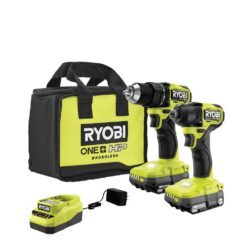 RYOBI PSBCK01K ONE+ HP 18V Brushless Cordless Compact 1/2 in. Drill and Impact Driver Kit with (2) 1.5 Ah Batteries, Charger and Bag