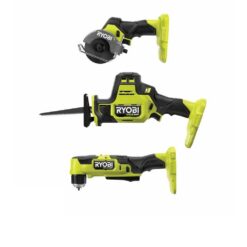 RYOBI PSBRA02B-PSBRS01B-PSBCS02B ONE+ HP 18V Brushless Cordless Compact 3/8 in. Right Angle Drill, One-Handed Recip Saw, and Cut-Off Tool (Tools Only)