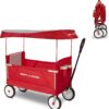 Radio Flyer 3-In-1 EZ Folding, Outdoor Collapsible Wagon for Kids & Cargo, Red Folding Wagon, Canopy