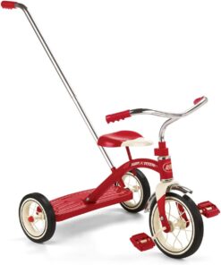 Radio Flyer Classic Tricycle with Push Handle, Red Trike, Tricycle for Toddlers Age 2-4, Toddler Bike