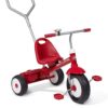 Radio Flyer Deluxe Steer & Stroll Ride-On Trike, Tricycle For Toddlers Age 2-5, Toddler Bike, Red