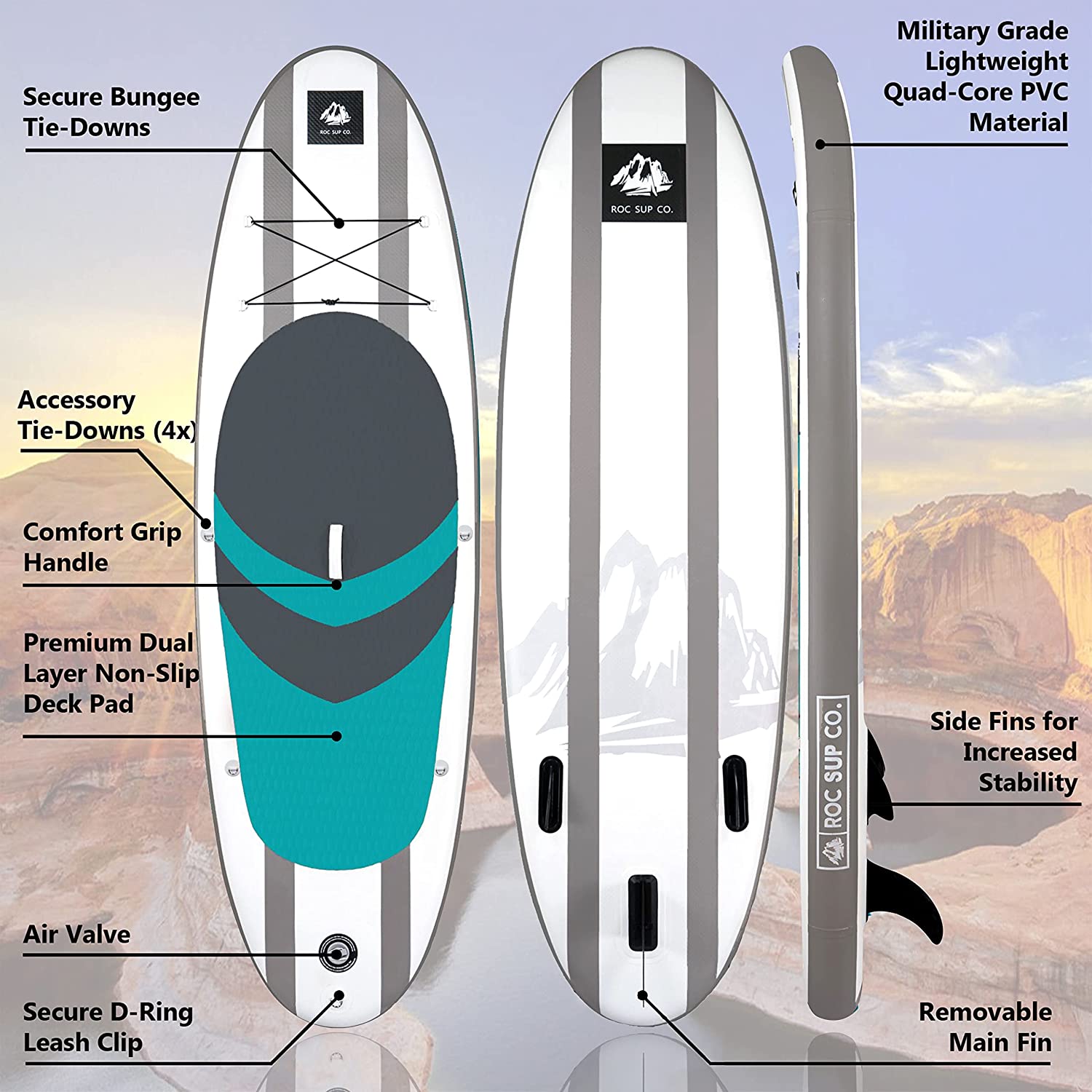 Roc Inflatable Stand Up Paddle Boards with Premium SUP Paddle