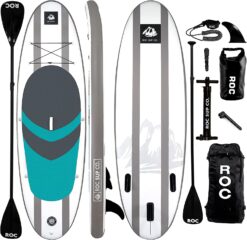 Roc Inflatable Stand Up Paddle Boards with Premium SUP Paddle Board Accessories, Wide Stable Design, Non-Slip Comfort Deck for Youth & Adults… (Ocean)