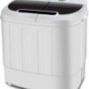 SUPER DEAL Compact Mini Twin Tub Washing Machine, Portable Laundry Washer w/Wash and Spin Cycle Combo, Built-in Gravity Drain, 13lbs Capacity for Camping, Apartments, Dorms, College Rooms, RV’s and more