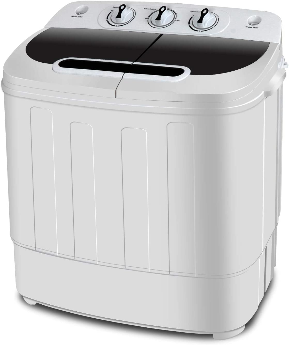 SUPER DEAL Compact Mini Twin Tub Washing Machine, Portable Laundry Washer w/ Wash and Spin Cycle Combo, Built-in Gravity Drain, 13lbs Capacity for  Camping, Apartments, Dorms, College Rooms, RV's and more