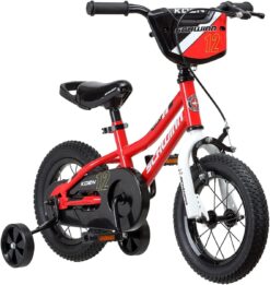Schwinn Koen & Elm Toddler and Kids Bike, 12-Inch Wheels, Training Wheels Included, Boys and Girls Ages 2-9 Years Old, Red