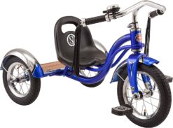Schwinn Roadster Bike for Toddlers, Kids Classic Tricycle, Boys and Girls Ages 2 - 4 Years Old, Steel Trike Frame, Rear Deck Made of Genuine Wood, & Fabric Tassels, Blue