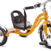 Schwinn Roadster Bike for Toddlers, Kids Classic Tricycle, Boys and Girls Ages 2 - 4 Years Old, Steel Trike Frame, Rear Deck Made of Genuine Wood, & Fabric Tassels, Orange