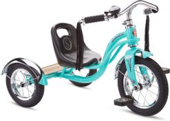 Schwinn Roadster Bike for Toddlers, Kids Classic Tricycle, Boys and Girls Ages 2 - 4 Years Old, Steel Trike Frame, Rear Deck Made of Genuine Wood, & Fabric Tassels, Teal