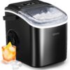 Silonn Countertop Ice Maker, 9 Cubes Ready in 6 Mins, 26lbs in 24Hrs, Self-Cleaning Ice Machine with Ice Scoop and Basket, 2 Sizes of Bullet Ice for Home Kitchen Office Bar Party, Black (SLIM09)